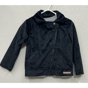 Hudson Moto Jacket Set 2T Black Velour Velvet Full Zip Grey T Shirt MSRP $69